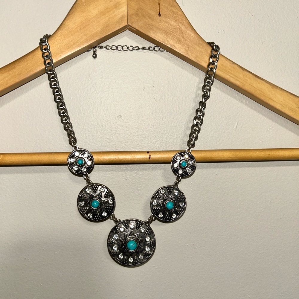 Silver and Turquoise Statement Necklace